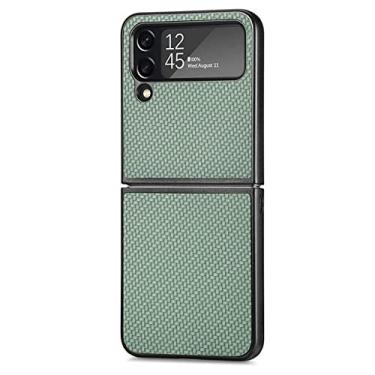 Imagem de Capa de telefone fina de fibra de carbono para Samsung Galaxy Z Flip4 5G Flip 4 Flip3 Flip 3 Capa anti-riscos para Samsung Z Flip4, verde, para Samsung Z Flip 3