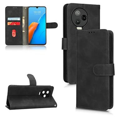 Imagem de Capas de telefone Business Skin Feel compatíveis com Infinix Note 12 Pro Note12Pro 4G Capa de couro com compartimentos para cartão clipe de carteira capa de telefone à prova de choque (preto, Infinix Note 12 Pro 4G)