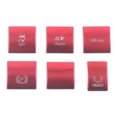 Imagem de Xodouhi Botões capas adesivos carro freio de mão lantejoulas botão interruptor porta interna moldura de vidro liga de alumínio decoração interior para Toyota Highlander 2020 2021 2022 (vermelho)