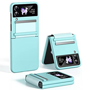 Imagem de Estojo fosco ultrafino para a pele para Samsung Galaxy Z Flip 3 4 Capa traseira ajustável em couro liso dobrável à prova de choque, verde, para galaxy Z flip 3