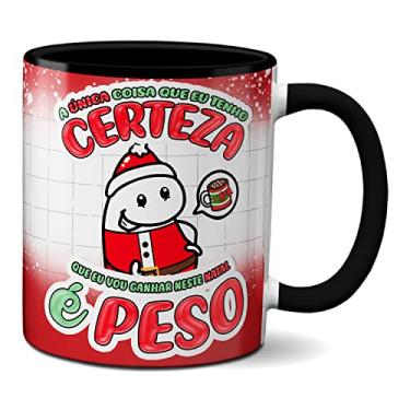 Imagem de Caneca Engraçada de Natal Certeza Que Vou Ganhar Peso (Preta)