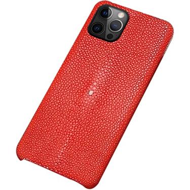 Imagem de KOSSMA Capa de couro compatível com iPhone 12 Pro Max 6,7 polegadas, capa de couro genuíno capa protetora elegante para iPhone 12 Pro Max (cor: vermelho)
