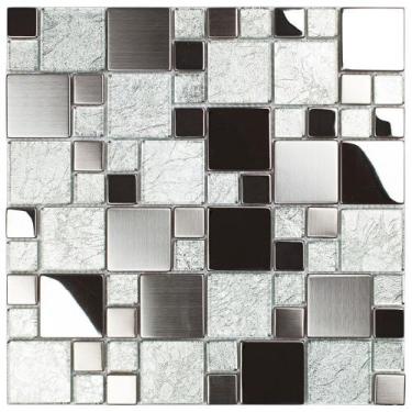 Imagem de Pastilha Telada De Metal Inox Escovado Brilhante 29,8X29,8 Glass Mosai