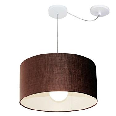 Imagem de Lustre Pendente com Desvio de Centro Cúpula Tecido 45x25 cm, Vivare Iluminação, Pendente4228 LC, Café, Médio