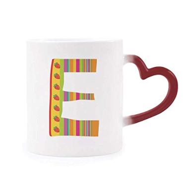 Imagem de Caneca E alfabeto de morango com estampa fofa sensível ao calor Caneca vermelha que muda de cor
