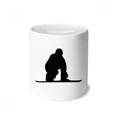 Imagem de DIYthinker Caixa de dinheiro preta para skate com contorno esportivo, porta-moedas de cerâmica, presente de cofrinho