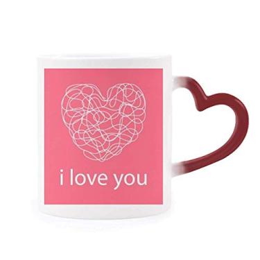 Imagem de Dia dos Namorados I Love You Rosa Coração Sensível ao Calor Caneca Vermelha Mudança de Cor