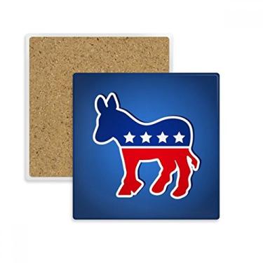 Imagem de America Burro Emblema Partido Democrático Quadrado Porta-copos Porta-copos Caneca Suporte Subplaca Pedra de Isolamento