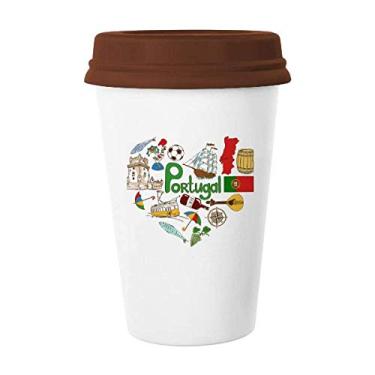 Imagem de Caneca de cerâmica com a bandeira nacional de Portugal Love Heart Landscap