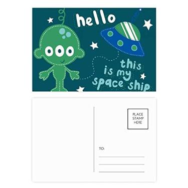 Imagem de Cartão postal Hello Alien Universe And Alien com cartão de aniversário