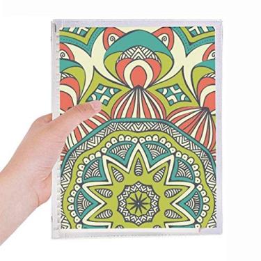 Imagem de Caderno de arte colorido verde com estampa de folhas soltas diário recarregável de papelaria