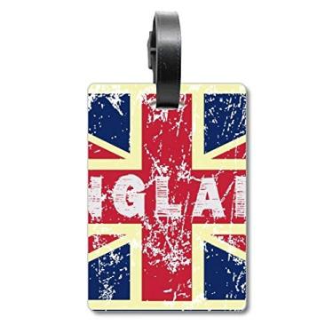 Imagem de Ilustração da bandeira do Reino Unido, da União Jack com etiqueta para bagagem e cartão de bagagem