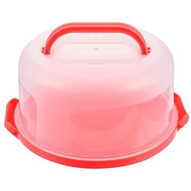 Imagem de Cabilock Suporte de bolo com alça para bolo, suporte de cupcake, portátil, redondo, para bolos, pastelaria, caixa de chocolate, macarão, geladeira, 25 cm