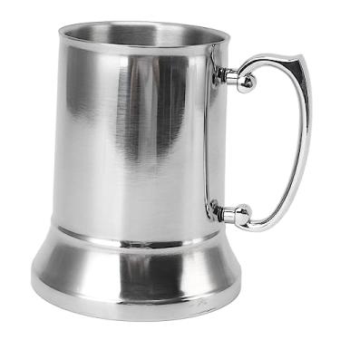 Imagem de Pssopp Copo de cerveja, 500 ml, à prova de alta temperatura, caneca de café prata com alça para bar bebidas alcoólicas