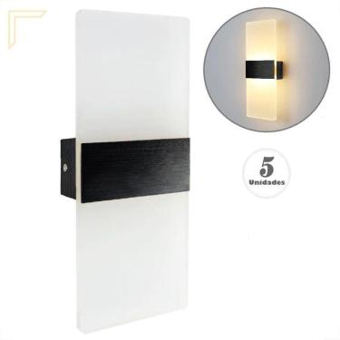 Imagem de Kit 5 Arandela Quarto Preto Escovado Acrilico Led 3000K