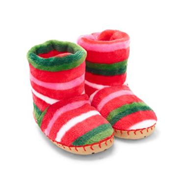 Imagem de Hatley Pantufas de lã felpudas para meninas, Listras de bengala doce, 8-10 Little Kid
