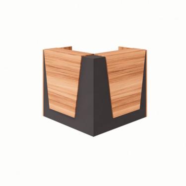 Imagem de Balcão de Atendimento em L Recepção Nogal Sevilha e Preto 121 cm