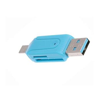 Imagem de Leitor de cartão micro USB 2.0 2 em 1OTG adaptador micro leitor de cartão de memória portátil para SD, Micro SD, SDXC, SDHC, Micro SDHC, Micro SDXC (azul)