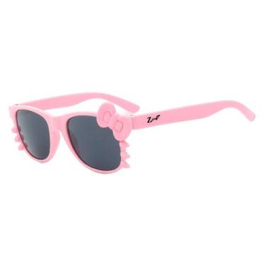 Imagem de Óculos De Sol Infantil Z-Jim Quadrado Gatinho Rosa Claro E Laço Rosa -
