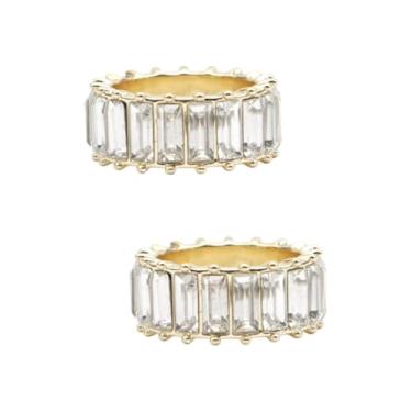 Imagem de GALPADA anel de cristal anel elástico de strass aliança de casamento anel de dedo elástico esticado argolas anéis de dedo anéis de cristal gema Pulseira decorar acessórios noiva branco