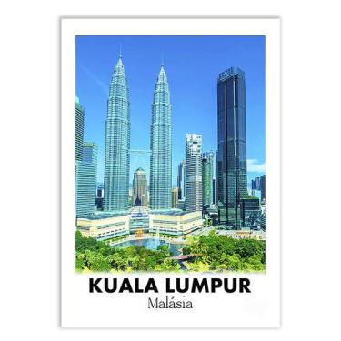 Imagem de Placa Decorativa A4 Cidade Kuala Lumpur Malásia Branca - Bhardo