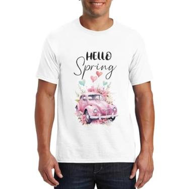 Imagem de Psesaysky Camisetas masculinas de algodão com gola redonda que absorvem a umidade para mulheres blusas soltas de manga curta unissex, Carro, M