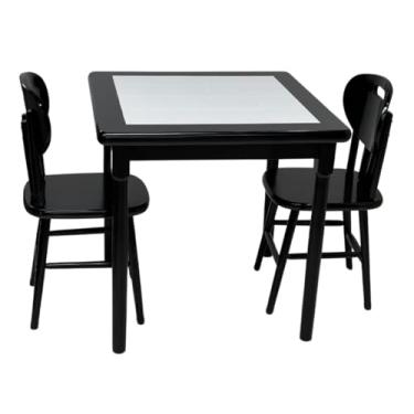 Imagem de Conjunto de Mesa Jantar Mosaico com 2 cadeiras Branco/preto - Reisol Móveis