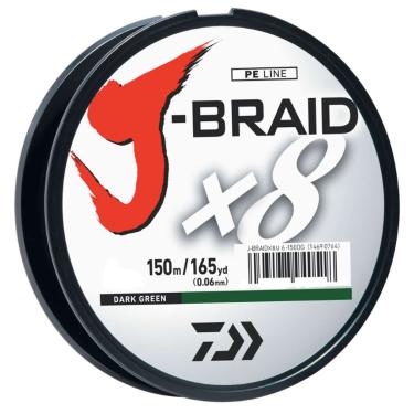 Imagem de Daiwa J-BRAIDX8, carretel de enchimento, verde escuro, diâmetro mono = 5,4 kg.