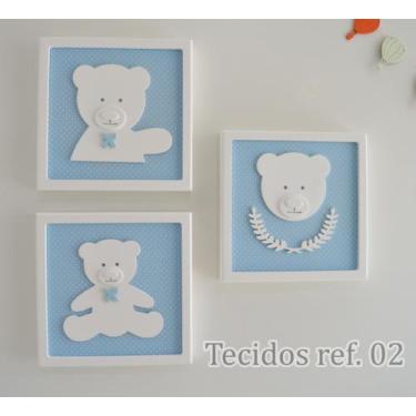 Imagem de Trio Quadros D179 Enfeite Parede Ursos Menino Decoração Infantil Baby