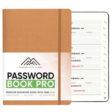 Imagem de Melhor livro de senhas com abas alfabéticas | Livro de senhas, organizador e caderno pequeno | Porta-senhas para manter os logins e senhas do site seguros | Preto | Pequeno 4x5,5 | Productivity Store