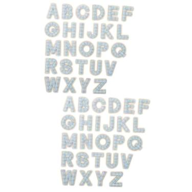 Imagem de SEWACC 52 Peças etiqueta de pano de carta remendos de tecido para roupas alfabeto de ferro em remendos pequenas manchas ferro na carta fragmento distintivo Acessórios adesivos bordados