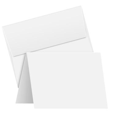 Imagem de Conjunto de 100 cartões brancos em branco - A2 (10,8 cm x 14 cm) Cartolina e envelopes - Cartões personalizados e personalizados para negócios, feriados, chás de panela, aniversários, convites de