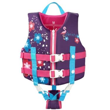 Imagem de Zeraty Colete de natação infantil de neoprene, jaqueta flutuante para crianças, meninas e meninos, 36-40-50-60-32-39,9 kg com duas alças de segurança ajustáveis