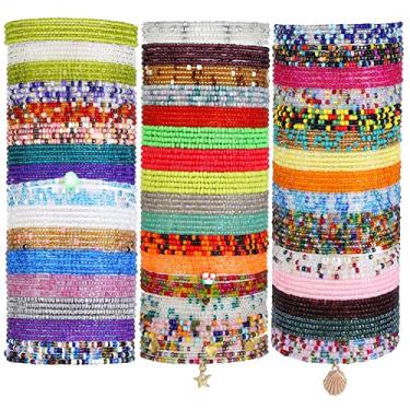 Imagem de Taouzi Contas de cintura para mulheres, corrente colorida com contas, cordão elástico, corrente de cintura para biquíni de praia, joias de verão para mulheres e meninas, Style 4 48Pcs, Vidro, Criado