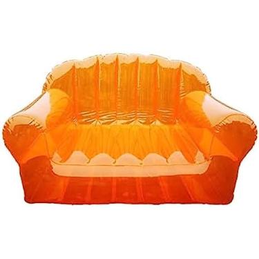 Imagem de Cadeira inflável sofá preguiçoso de ar sofá transparente multicolorido para acampamento ao ar livre interno de viagem de escritório em casa, laranja
