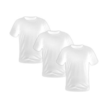 Imagem de Kit 3 Camisetas Brancas Masculinas Manga Curta Lisa Plus Size  - Cmd W