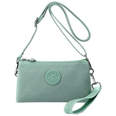 Imagem de YIGEBAG Bolsa com pêndulo, Bolsa Feminina Ombro, capa para celular multicamadas, nylon, moda, fácil de carregar, casual, alça ajustável, bolsa mãe de compras, verde