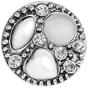 Imagem de Snap Jewelry Ginger Charm Button 20 mm Strass Gem Button serve para pulseiras, colares, chaveiros e anéis femininos personalizáveis, Metal, strass, encaixe
