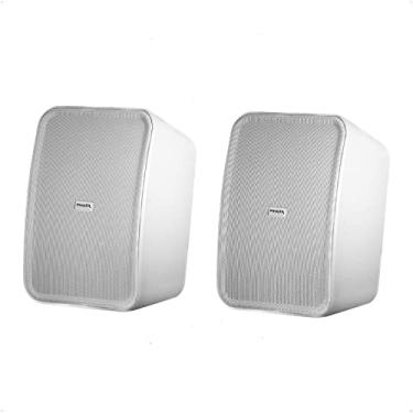Imagem de Par de Caixas de Som Outdoor Com Trafo Frahm Passiva 140W RMS HS 6 Polegadas 8 Ohms Com Suporte Para Parede Branca 32053