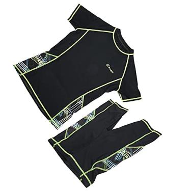 Imagem de VGEBY Roupa de mergulho, 2 peças de roupa de mergulho de surfe de verão manga curta camisa de natação com shorts para homens esportes aquáticos (G) suprimentos de natação