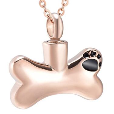 Imagem de Colar de urna para animais de estimação com estampa de pata e memorial de osso de cachorro de aço inoxidável, pingente de lembrança de cremação, suporte de urna, Size : 20mm-30mm, aço inoxidável