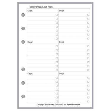 Imagem de Lista de compras de tamanho A6, para fichários A6 de 6 anéis. Tamanho da folha 4,13" x 5,83" (105 mm x 148 mm). Este é um tamanho A6 padrão europeu. Seu A6 pode ser diferente. Veja as imagens.