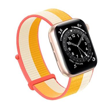 Imagem de Bifeiyo Pulseira esportiva de nylon para Apple Watch séries 10, 9, 8, 7, 6, 5, 4, 3, 2, 1 e SE Ultra(44/45/46/49/S3-42 mm, milho)
