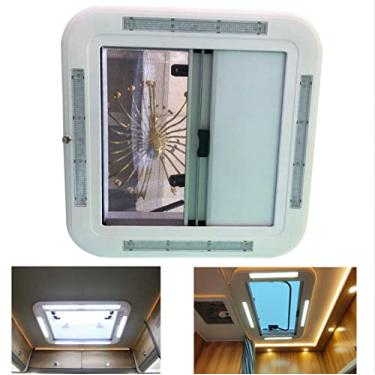 Imagem de Escotilha da janela de ventilação do telhado da clarabóia do motorhome rv com iluminação de luz led, persianas das clarabóias da janela do rv, capas de ventilação do campista rv para o telhado, lâmpad
