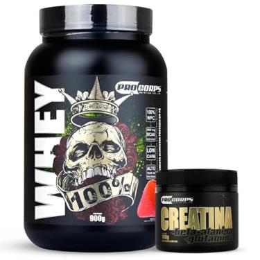 Imagem de Kit Pro Corps Whey Concentrado + Creatina Beta Alanina e Glutamina (900g, Morango)