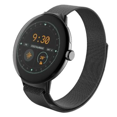 Imagem de MiKoyi Pulseira de relógio de metal para Google Pixel Watch/Watch 2, fecho magnético, sem lacunas, pulseira de substituição de malha de aço inoxidável para Google Pixel Watch/Watch 2 pulseiras - preta
