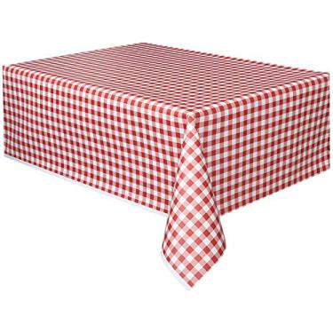 Imagem de Toalha de mesa de plástico Red Gingham, 274 cm x 137 cm