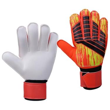 Imagem de Colaxi Luvas de goleiro Luvas de goleiro de futebol Antiderrapante Respirável Profissional para Adultos Alça de pulso ajustável Luvas de futebol, Laranja, 8cm