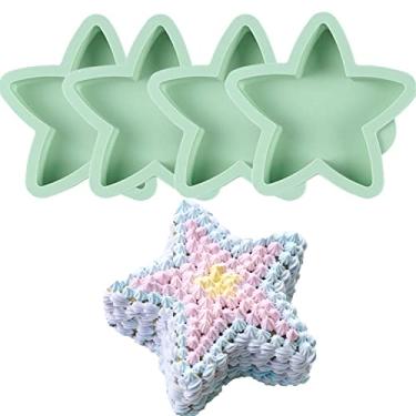 Imagem de Conjunto de 4 formas de bolo em forma de estrela, formas de silicone de 15 cm, formas de bolo arco-íris para o dia das crianças, pizza, vegetais, panquecas e artesanato em resina