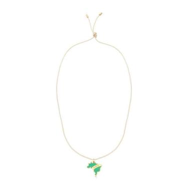 Imagem de Cordão De Algodão Com Pingente Brasil Agro Revestido Em Ouro